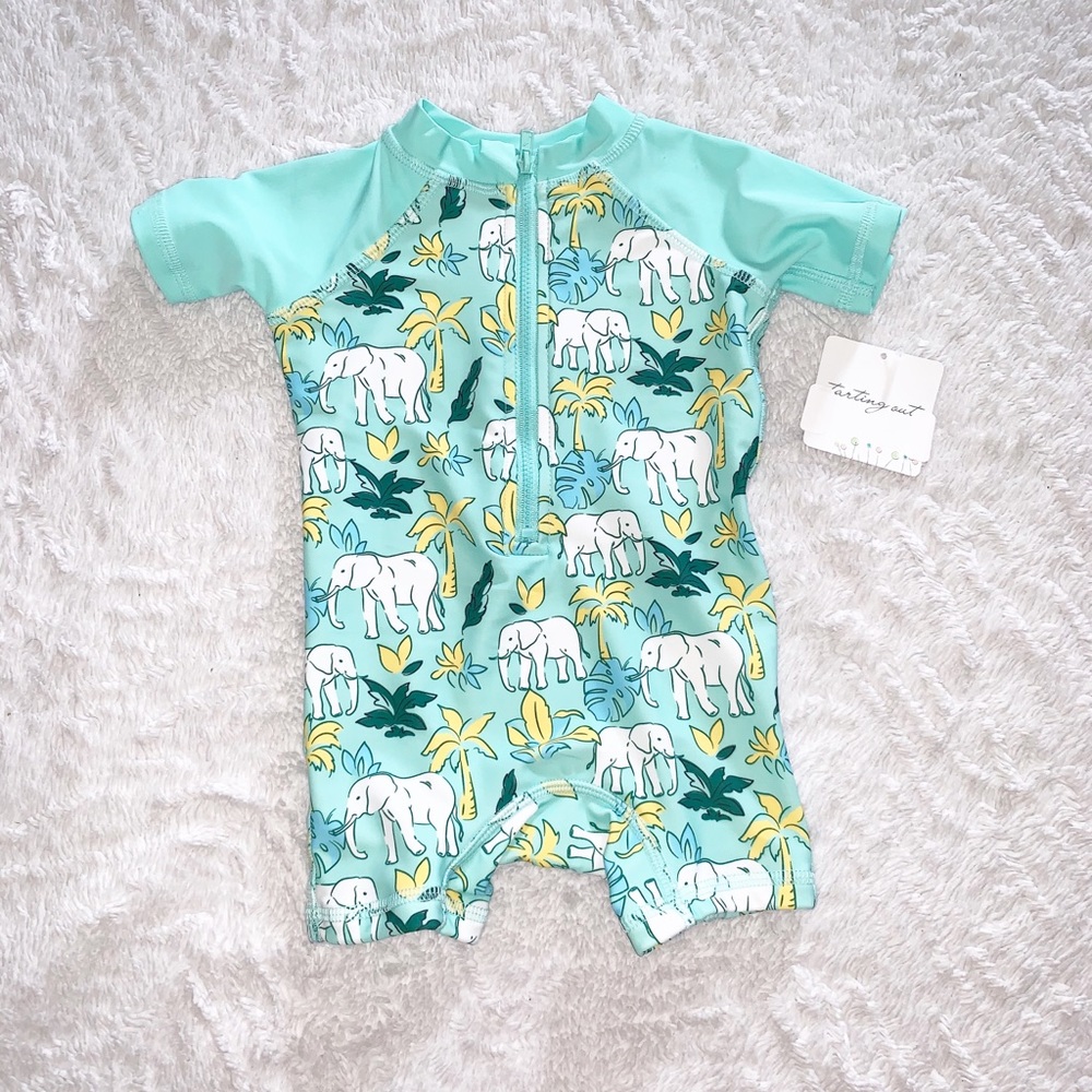 NWT Starting Out Baby Boy Safari Print Swimsuit